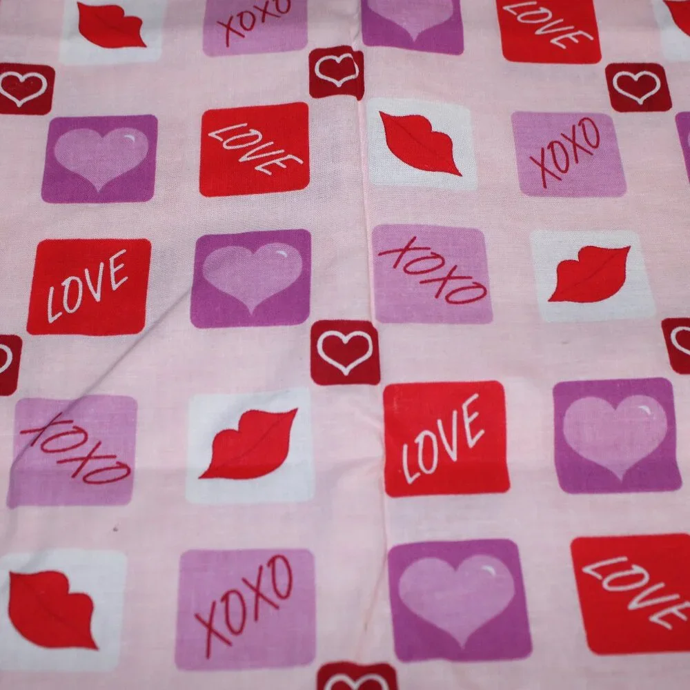 Hearts XOXO Lips Cotton fabric, 1 yard 13 Inches 44 wide